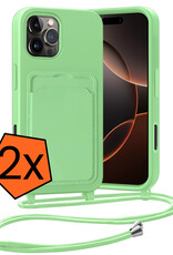 Nomfy Nomfy iPhone 16 Pro Max Hoesje Pashouder met Koord - Groen - 2 PACK