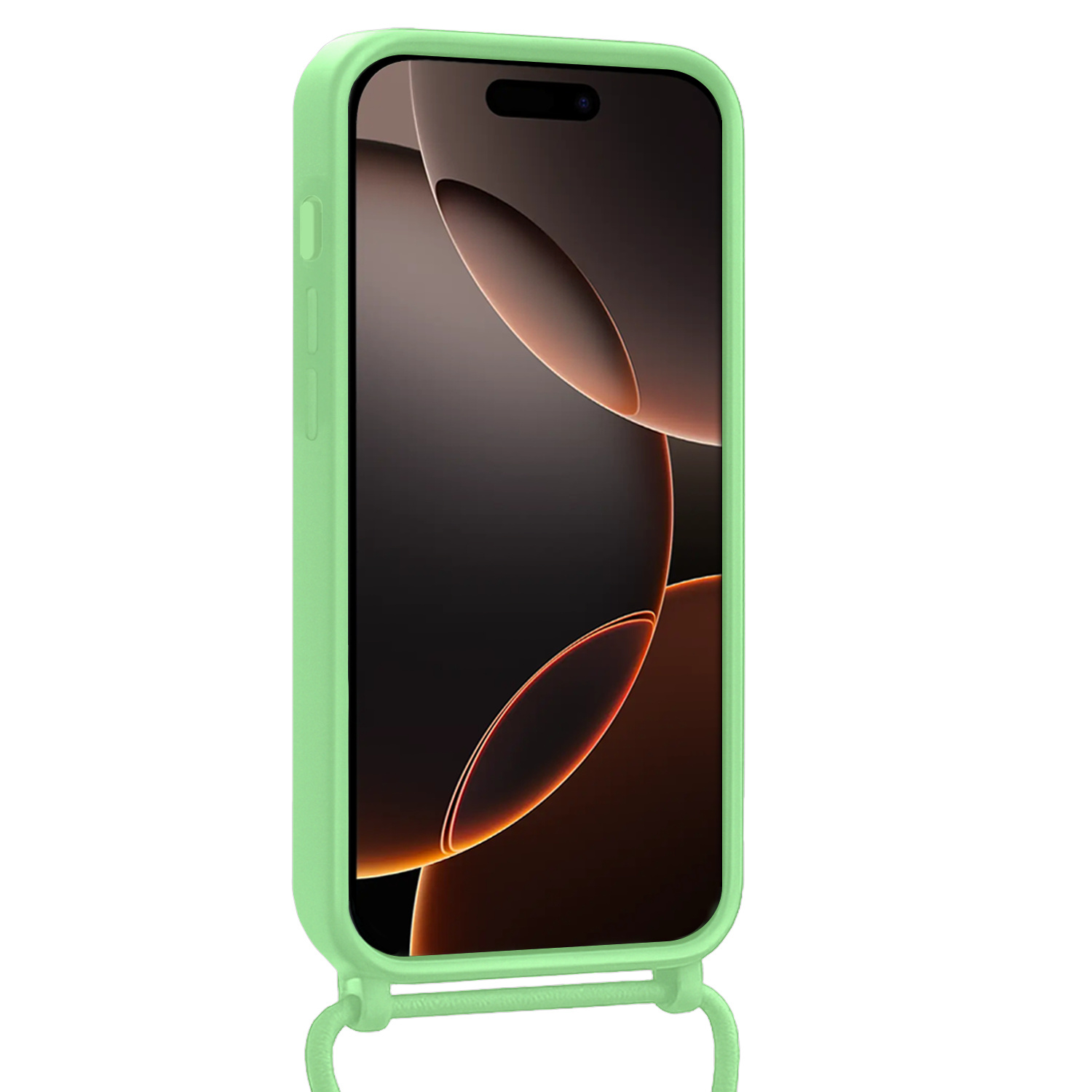 Nomfy Nomfy iPhone 16 Pro Max Hoesje Pashouder met Koord Met Screenprotector - Groen