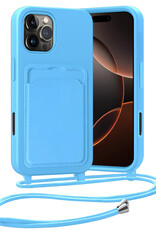 Nomfy Nomfy iPhone 16 Pro Max Hoesje Pashouder met Koord - Lichtblauw