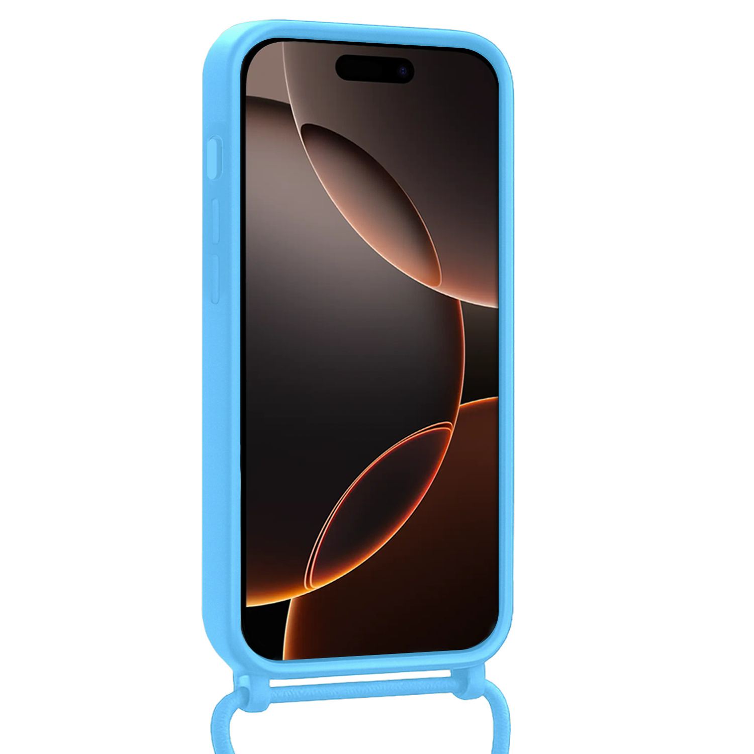Nomfy Nomfy iPhone 16 Pro Max Hoesje Pashouder met Koord - Lichtblauw
