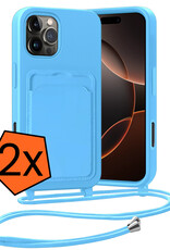 Nomfy Nomfy iPhone 16 Pro Max Hoesje Pashouder met Koord - Lichtblauw - 2 PACK