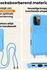 Nomfy Nomfy iPhone 16 Pro Max Hoesje Pashouder met Koord - Lichtblauw - 2 PACK