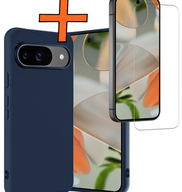 Nomfy Nomfy Google Pixel 10 Hoesje Siliconen Met Screenprotector - Donkerblauw