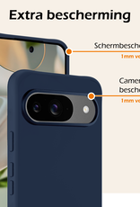 Nomfy Nomfy Google Pixel 10 Hoesje Siliconen Met 2x Screenprotector - Donkerblauw