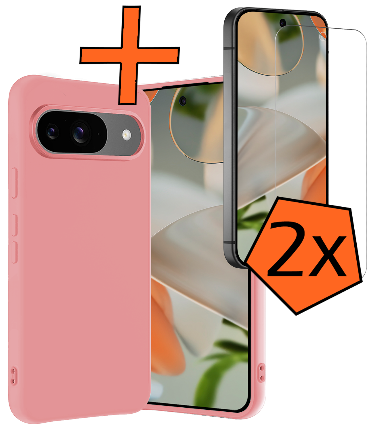 Nomfy Nomfy Google Pixel 10 Hoesje Siliconen Met 2x Screenprotector - Lichtroze