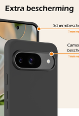 Nomfy Nomfy Google Pixel 10 Hoesje Siliconen Met 2x Screenprotector - Zwart