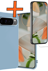 Nomfy Nomfy Google Pixel 10 Pro Hoesje Siliconen Met Screenprotector - Lichtblauw