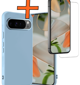 Nomfy Nomfy Google Pixel 10 Pro Hoesje Siliconen Met Screenprotector - Lichtblauw
