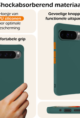 Nomfy Nomfy Google Pixel 10 Pro Hoesje Siliconen Met 2x Screenprotector - Donkergroen