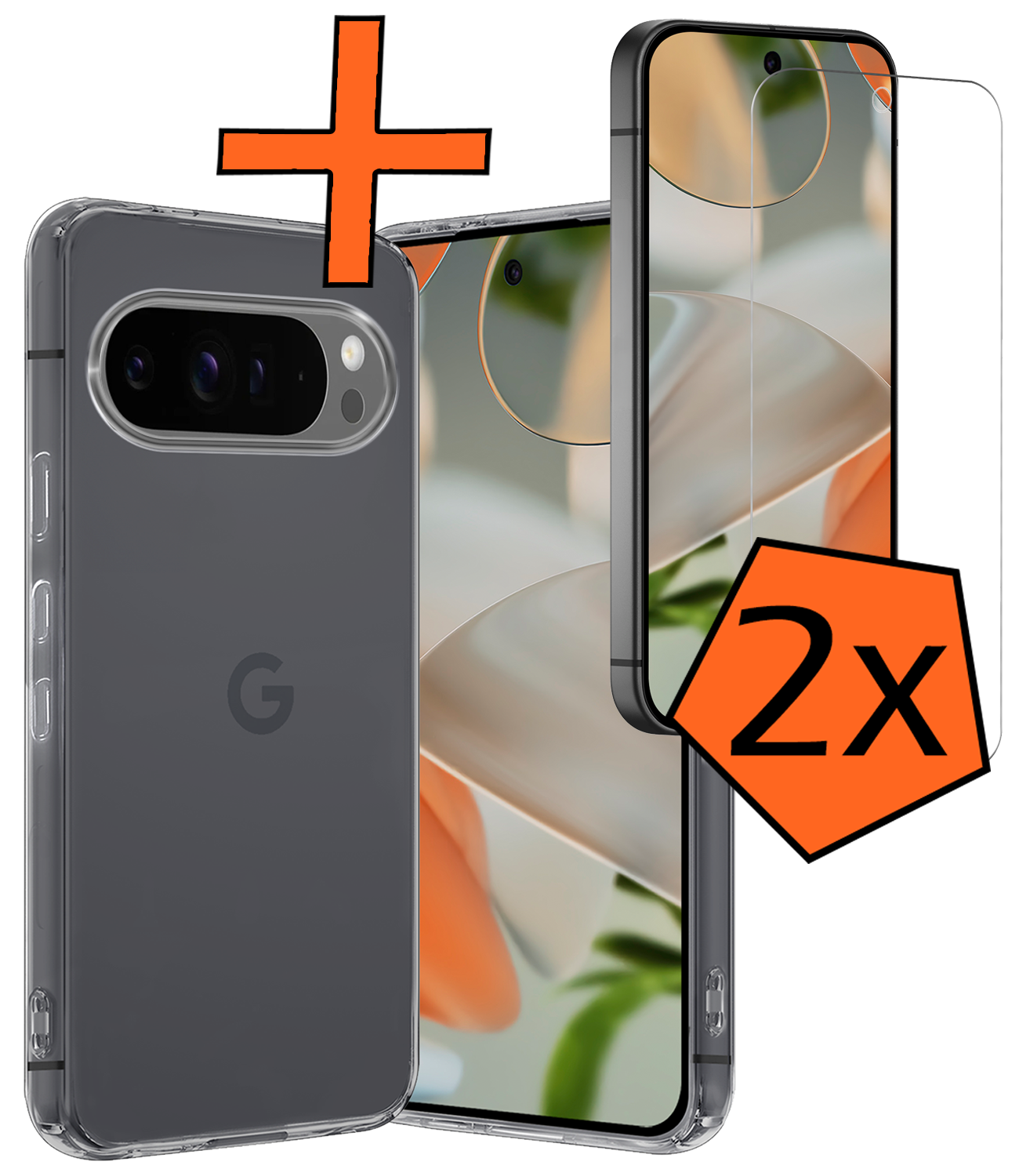 Nomfy Nomfy Google Pixel 10 Pro Hoesje Siliconen Met 2x Screenprotector - Transparant
