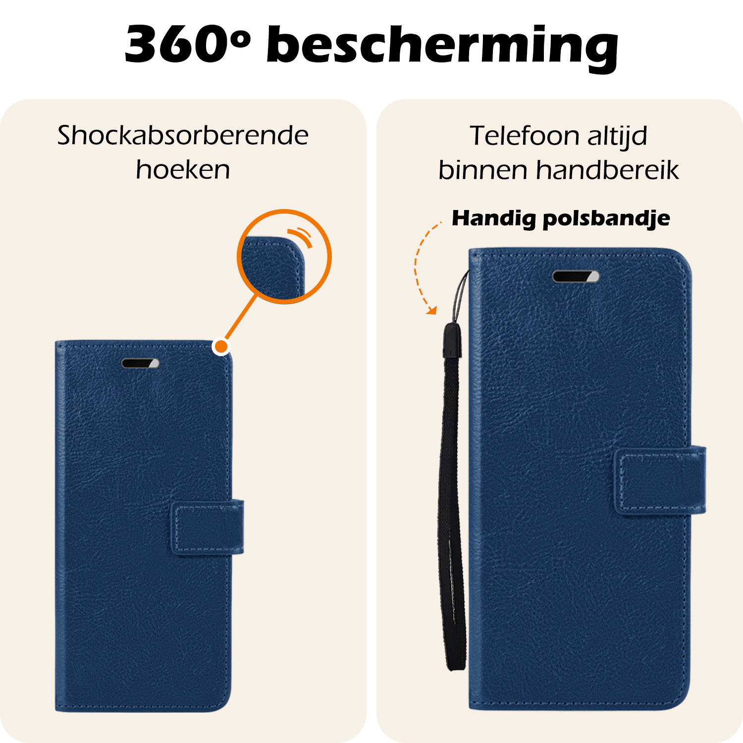 Nomfy Nomfy Google Pixel 10 Pro Hoesje Bookcase Met 2x Screenprotector - Donkerblauw