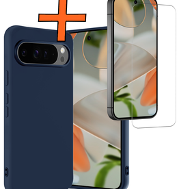 Nomfy Nomfy Google Pixel 10 Pro XL Hoesje Siliconen Met Screenprotector - Donkerblauw
