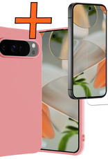 Nomfy Nomfy Google Pixel 10 Pro XL Hoesje Siliconen Met Screenprotector - Lichtroze