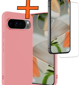 Nomfy Nomfy Google Pixel 10 Pro XL Hoesje Siliconen Met Screenprotector - Lichtroze