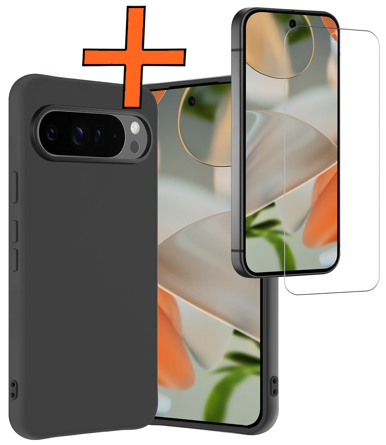 Nomfy Nomfy Google Pixel 10 Pro XL Hoesje Siliconen Met Screenprotector - Zwart