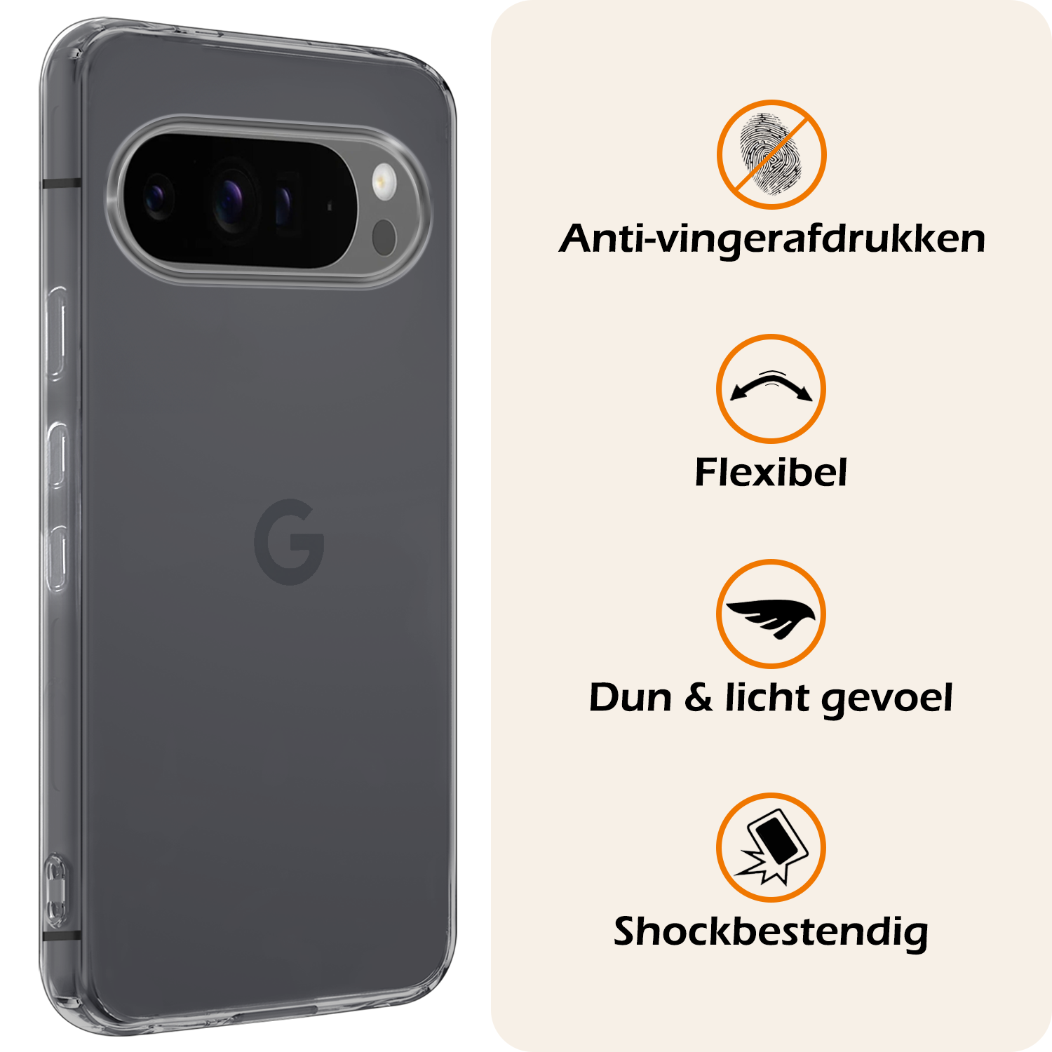 Nomfy Nomfy Google Pixel 10 Pro XL Hoesje Siliconen Met 2x Screenprotector - Transparant