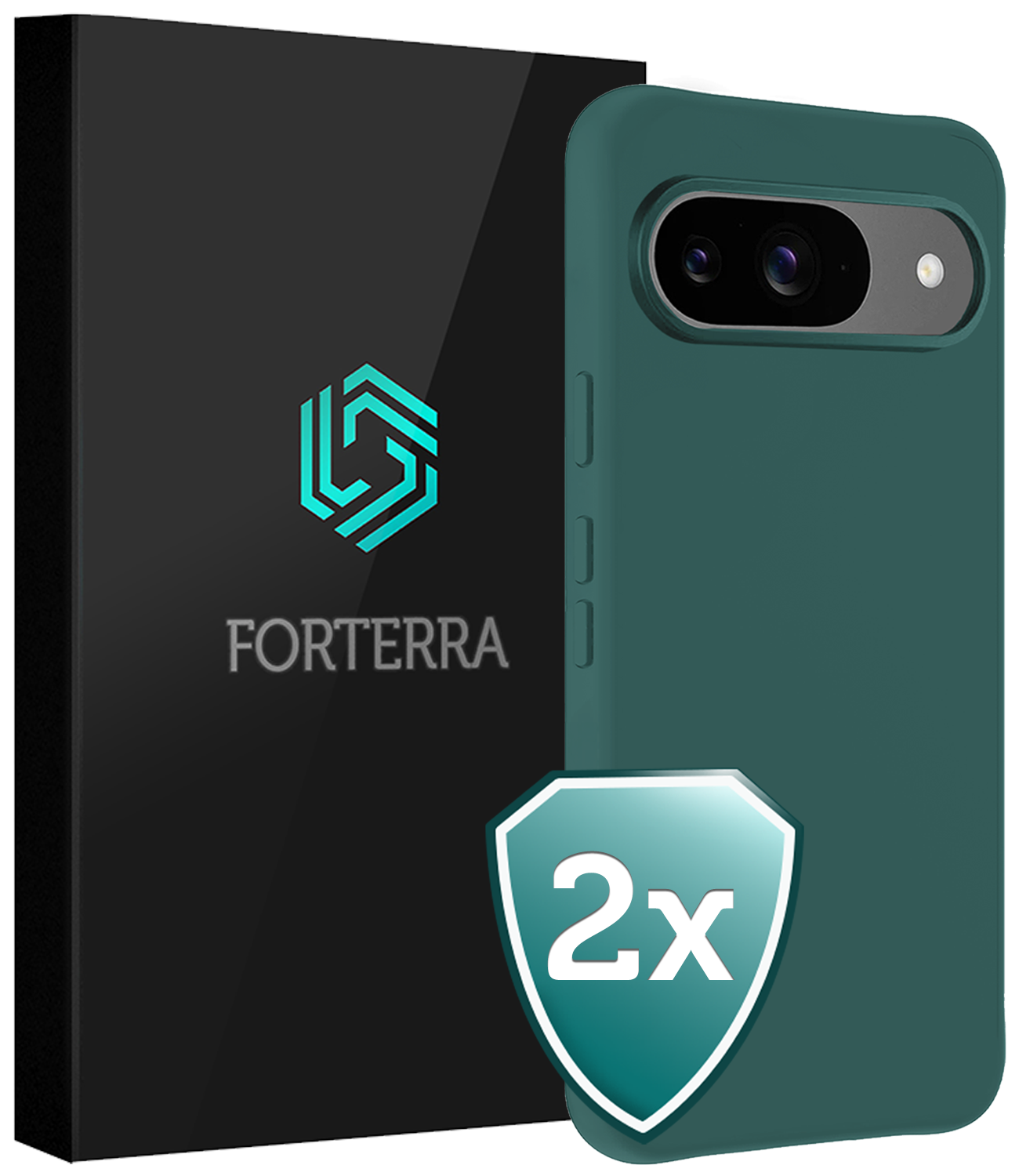 Forterra Forterra Google Pixel 10 Hoesje Siliconen - Donkergroen - 2 PACK