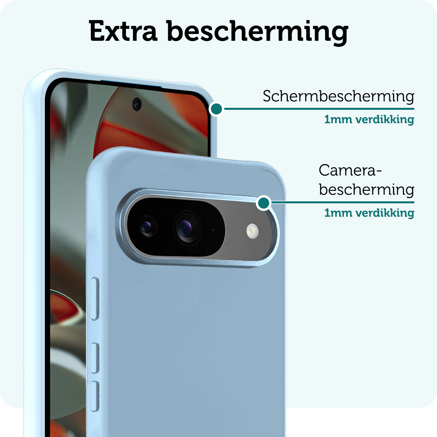 Forterra Forterra Google Pixel 10 Hoesje Siliconen Met Screenprotector - Lichtblauw