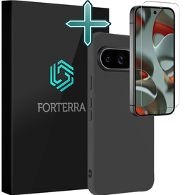 Forterra Forterra Google Pixel 10 Hoesje Siliconen Met Screenprotector - Zwart
