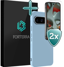 Forterra Forterra Google Pixel 10 Hoesje Siliconen Met 2x Screenprotector - Lichtblauw