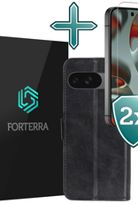 Forterra Forterra Google Pixel 10 Hoesje Bookcase Met 2x Screenprotector - Zwart