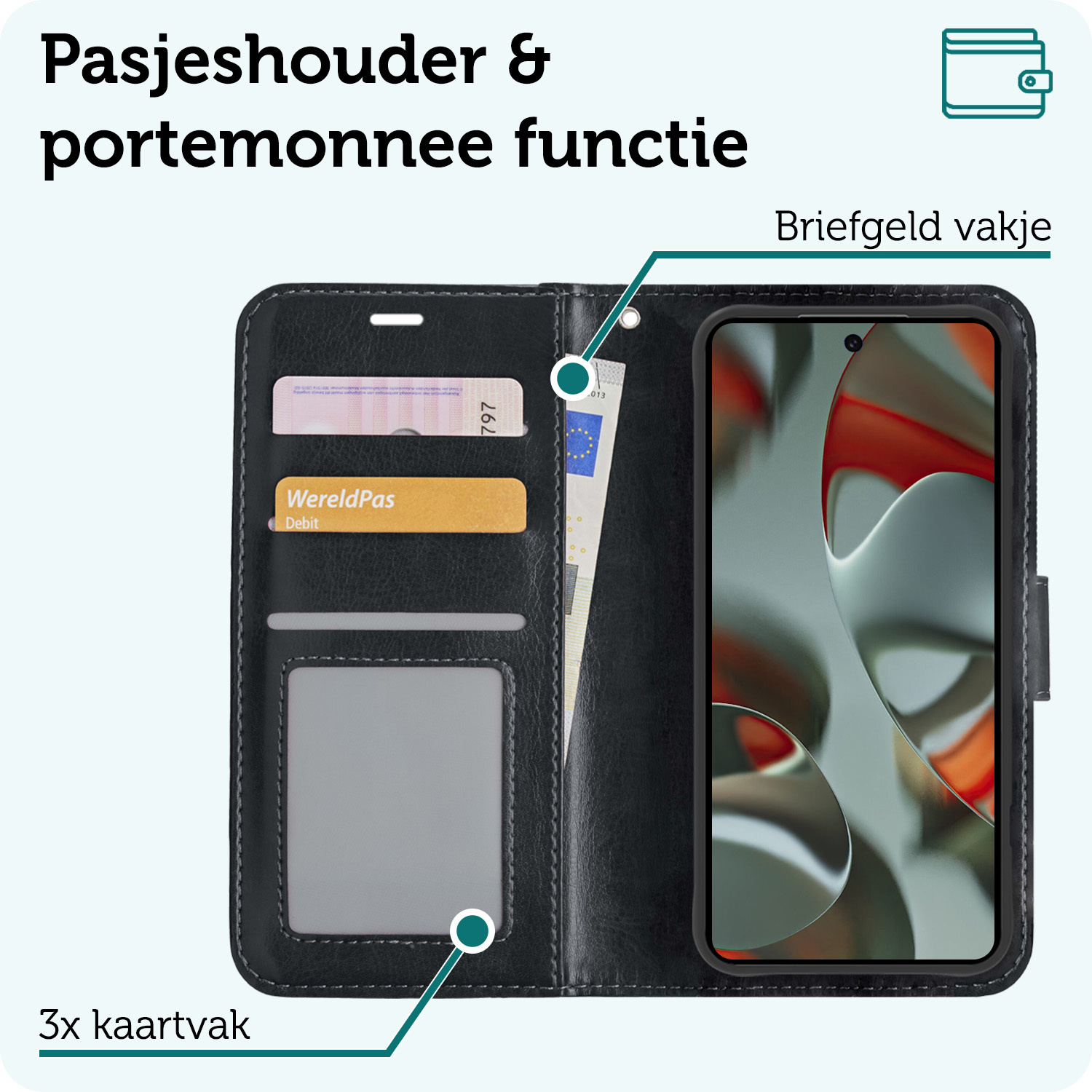 Forterra Forterra Google Pixel 10 Hoesje Bookcase Met 2x Screenprotector - Zwart