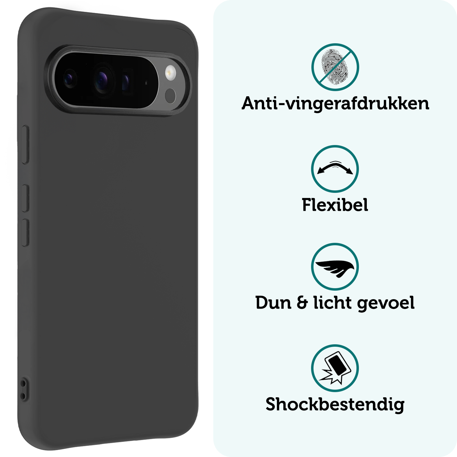 Forterra Forterra Google Pixel 10 Pro Hoesje Siliconen - Zwart