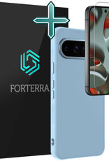 Forterra Forterra Google Pixel 10 Pro Hoesje Siliconen Met Screenprotector - Lichtblauw