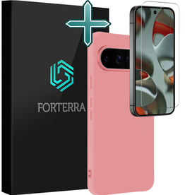 Forterra Forterra Google Pixel 10 Pro Hoesje Siliconen Met Screenprotector - Lichtroze