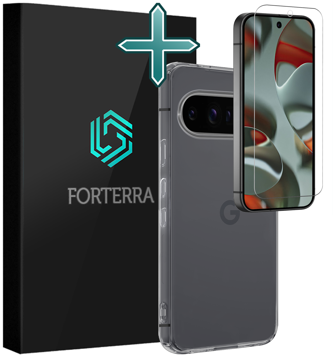 Forterra Forterra Google Pixel 10 Pro Hoesje Siliconen Met Screenprotector - Transparant