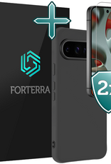 Forterra Forterra Google Pixel 10 Pro Hoesje Siliconen Met 2x Screenprotector - Zwart