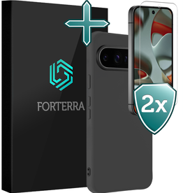 Forterra Forterra Google Pixel 10 Pro Hoesje Siliconen Met 2x Screenprotector - Zwart