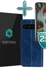 Forterra Forterra Google Pixel 10 Pro Hoesje Bookcase Met 2x Screenprotector - Donkerblauw