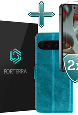 Forterra Forterra Google Pixel 10 Pro Hoesje Bookcase Met 2x Screenprotector - Turquoise