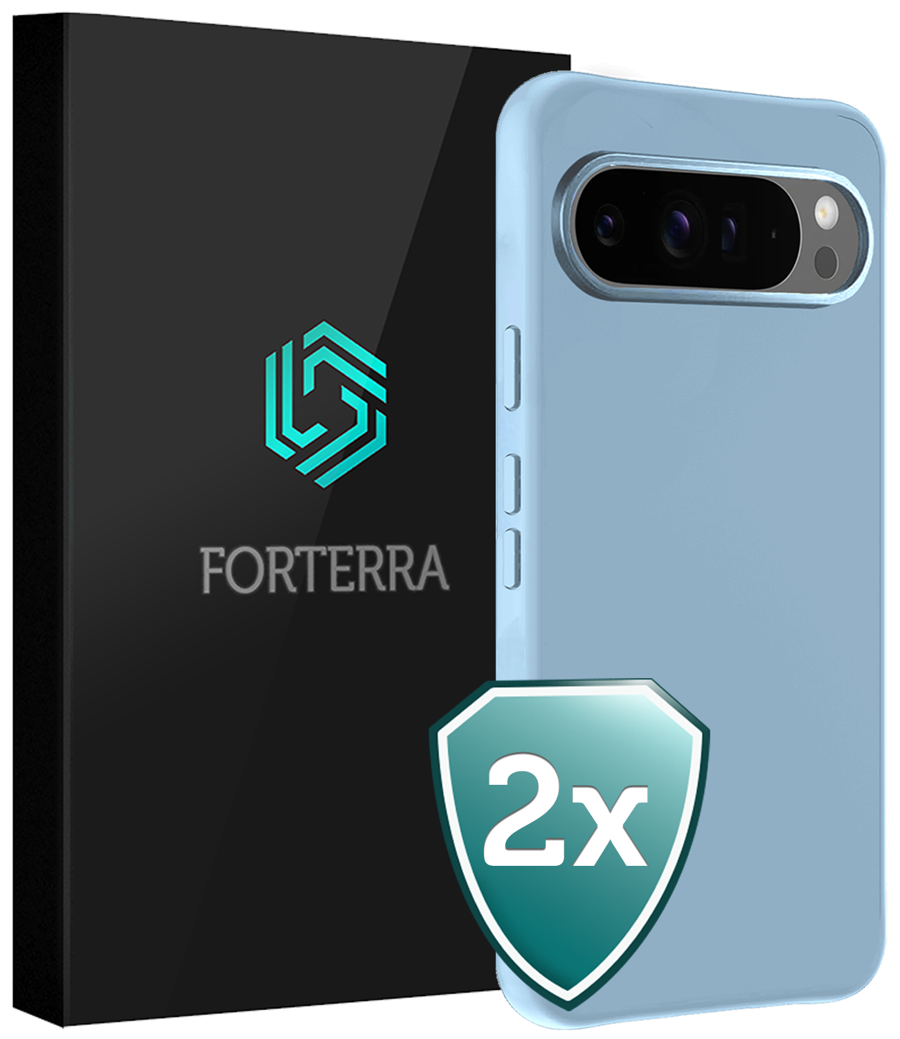 Forterra Forterra Google Pixel 10 Pro XL Hoesje Siliconen - Lichtblauw - 2 PACK