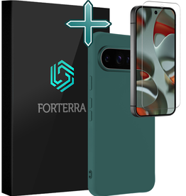 Forterra Forterra Google Pixel 10 Pro XL Hoesje Siliconen Met Screenprotector - Donkergroen