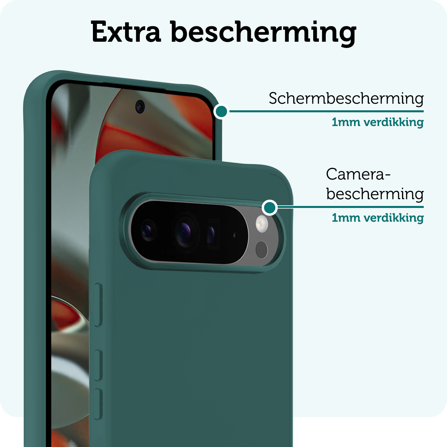 Forterra Forterra Google Pixel 10 Pro XL Hoesje Siliconen Met 2x Screenprotector - Donkergroen