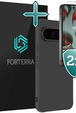 Forterra Forterra Google Pixel 10 Pro XL Hoesje Siliconen Met 2x Screenprotector - Zwart