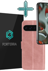 Forterra Forterra Google Pixel 10 Pro XL Hoesje Bookcase Met Screenprotector - Rose Goud