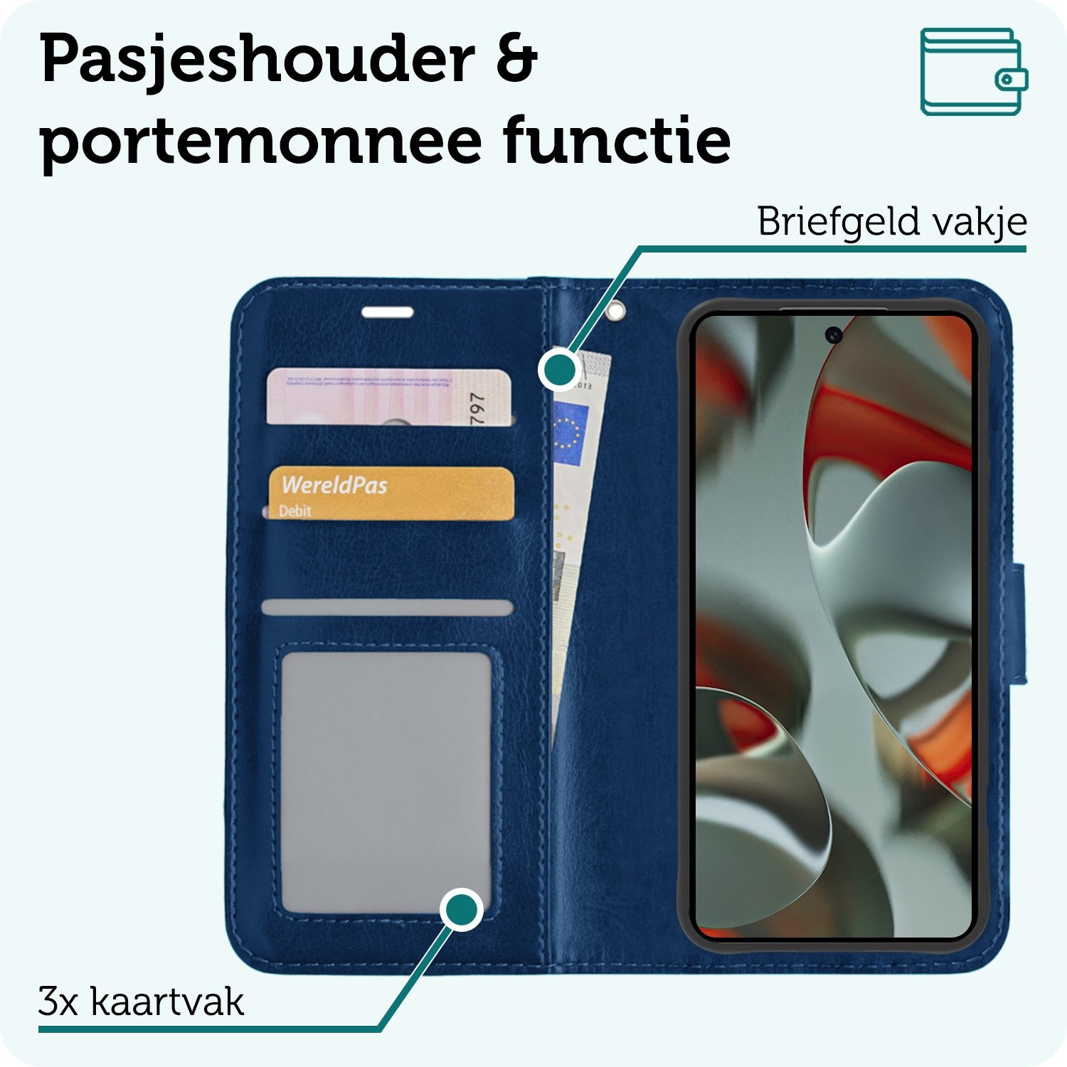 Forterra Forterra Google Pixel 10 Pro XL Hoesje Bookcase Met 2x Screenprotector - Donkerblauw