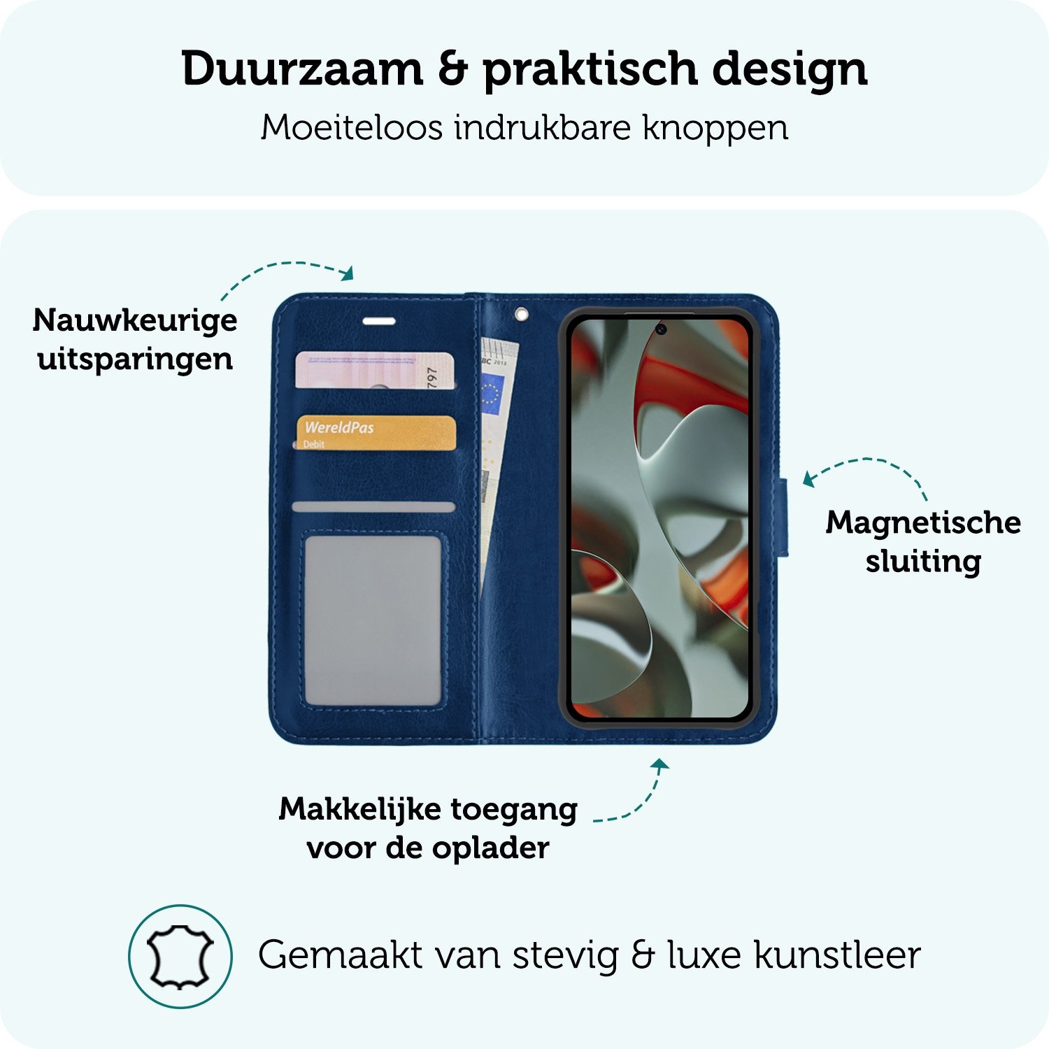Forterra Forterra Google Pixel 10 Pro XL Hoesje Bookcase Met 2x Screenprotector - Donkerblauw