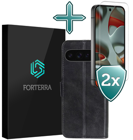 Forterra Forterra Google Pixel 10 Pro XL Hoesje Bookcase Met 2x Screenprotector - Zwart