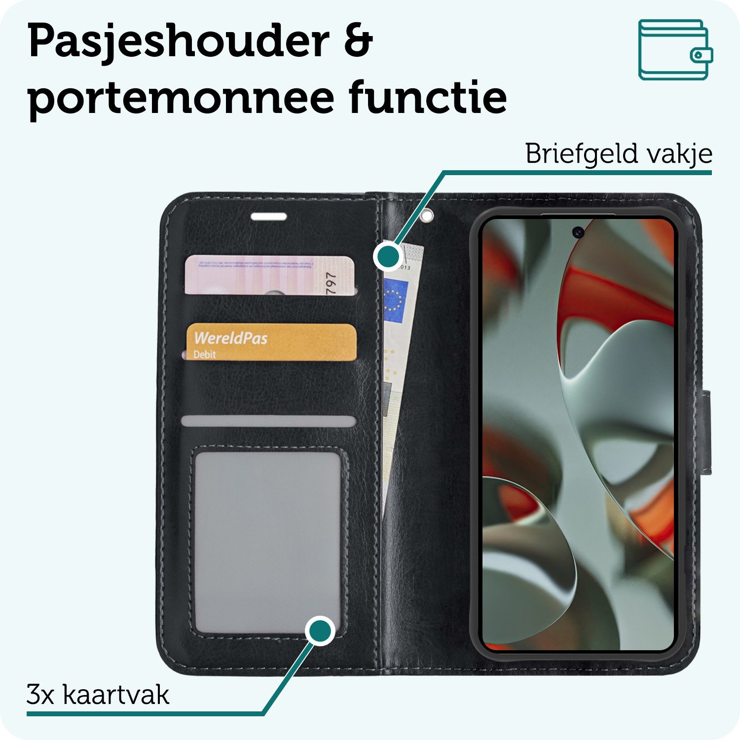 Forterra Forterra Google Pixel 10 Pro XL Hoesje Bookcase Met 2x Screenprotector - Zwart