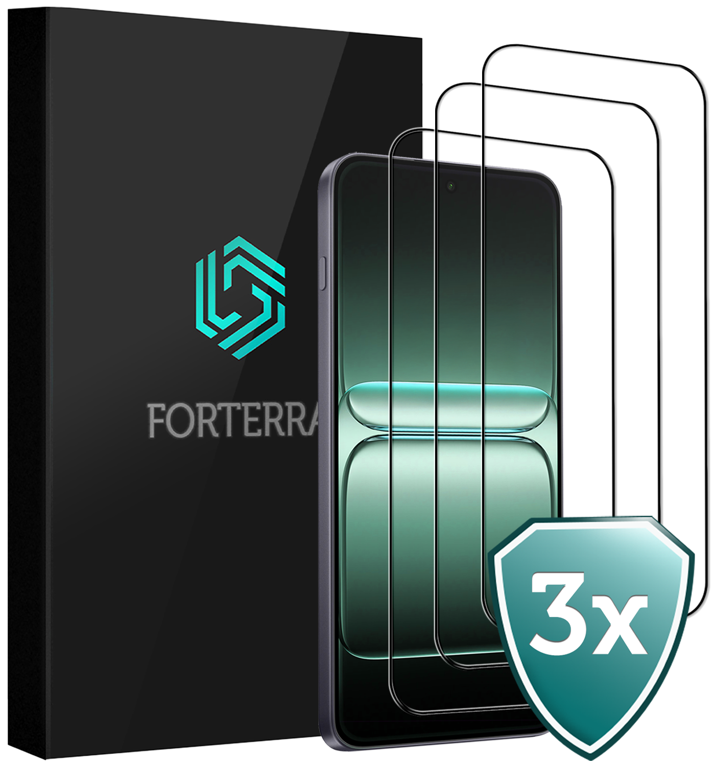 Forterra Forterra OnePlus Nord 5 Screenprotector Glas  Full Cover - 3 PACK