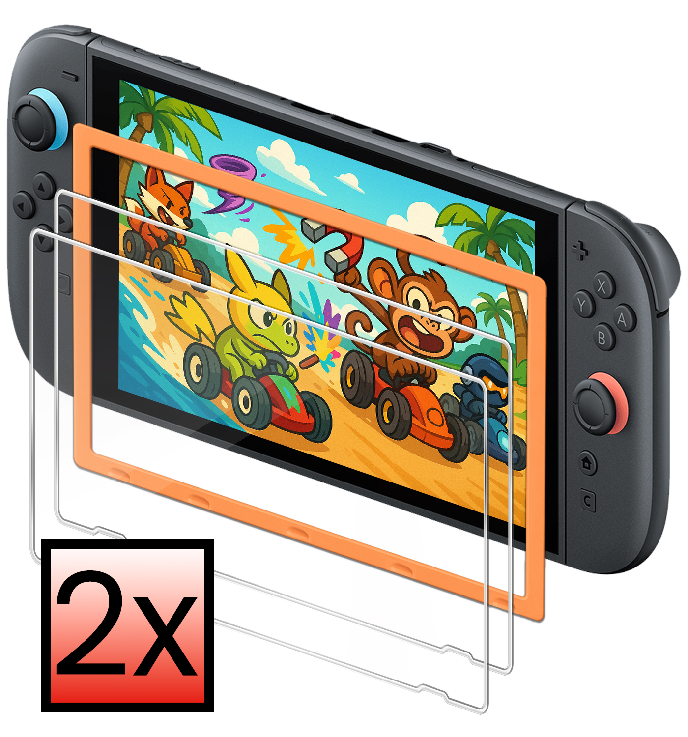 NoXx NoXx Nintendo Switch 2 Screenprotector Met Installatieframe - 2 PACK