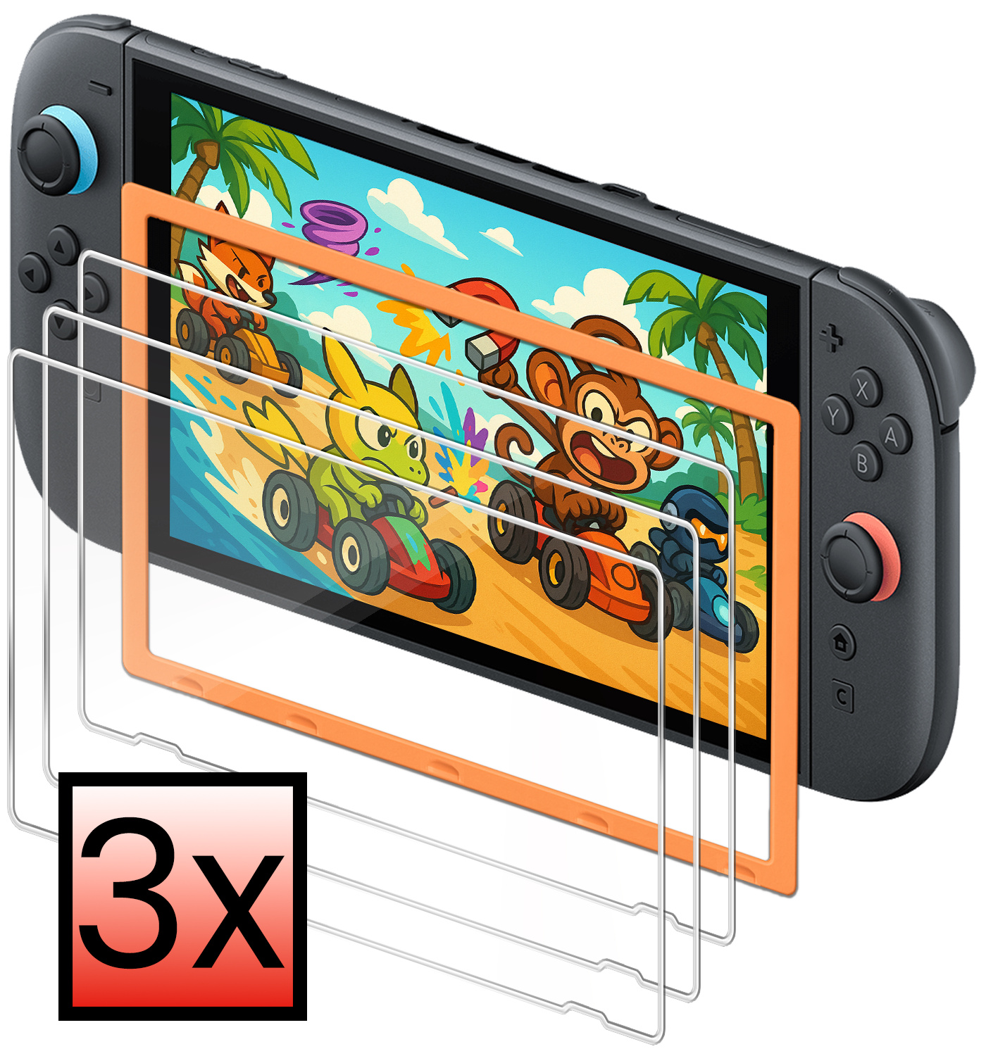 NoXx NoXx Nintendo Switch 2 Screenprotector Met Installatieframe - 3 PACK