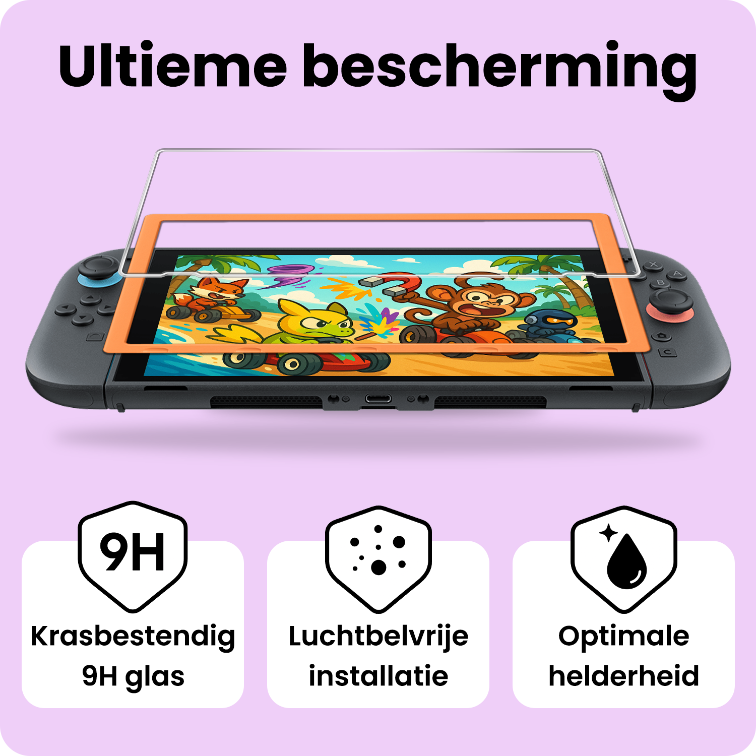 NoXx NoXx Nintendo Switch 2 Screenprotector Met Installatieframe - 3 PACK