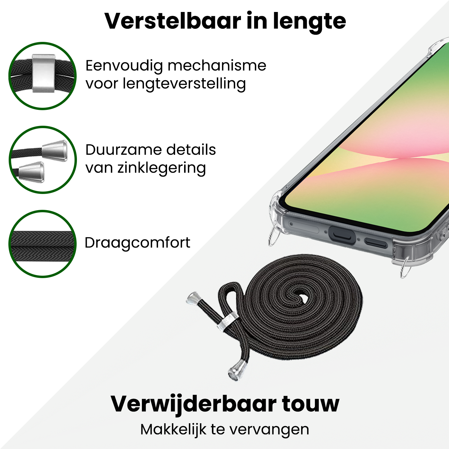 BASEY. BASEY. Samsung Galaxy A56 Hoesje Transparant Shockproof Met Zwart Koord