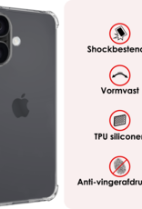 NoXx Hoes Geschikt voor iPhone 16 Hoesje Siliconen Cover Shock Proof Back Case Shockproof Hoes Met Screenprotector - Transparant