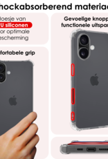 NoXx Hoes Geschikt voor iPhone 16 Hoesje Siliconen Cover Shock Proof Back Case Shockproof Hoes Met Screenprotector - Transparant